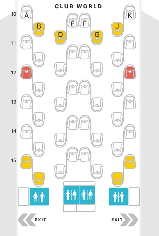 英航British Airways A380商務艙Main Deck座位配置。(資料來源:Seatguru)