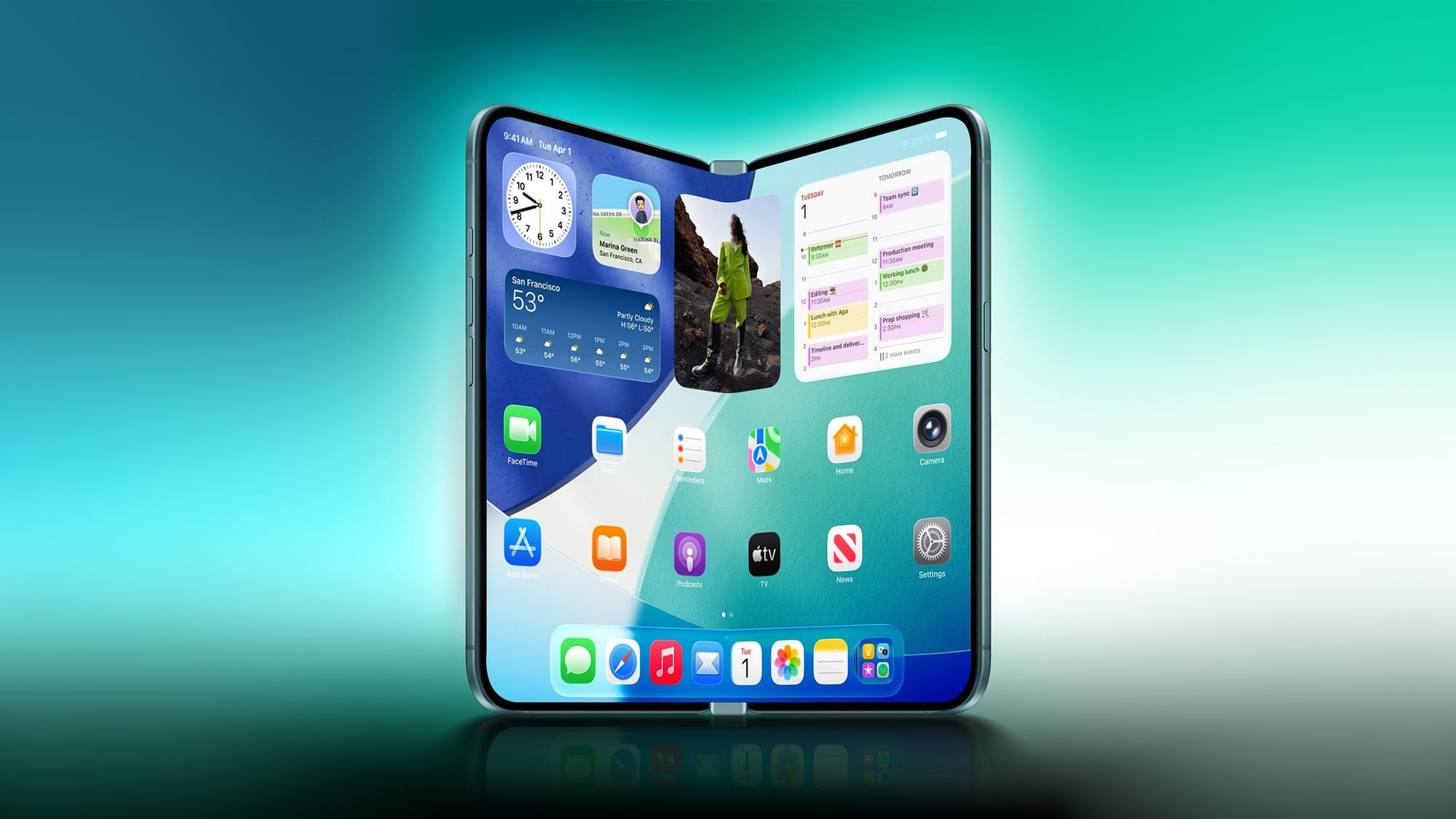 有傳 Apple  2026 年 iPhone 將會採用書本式摺疊設計，合上時有外屏，打開後有更大內屏。(資料來源：MacRumors)
