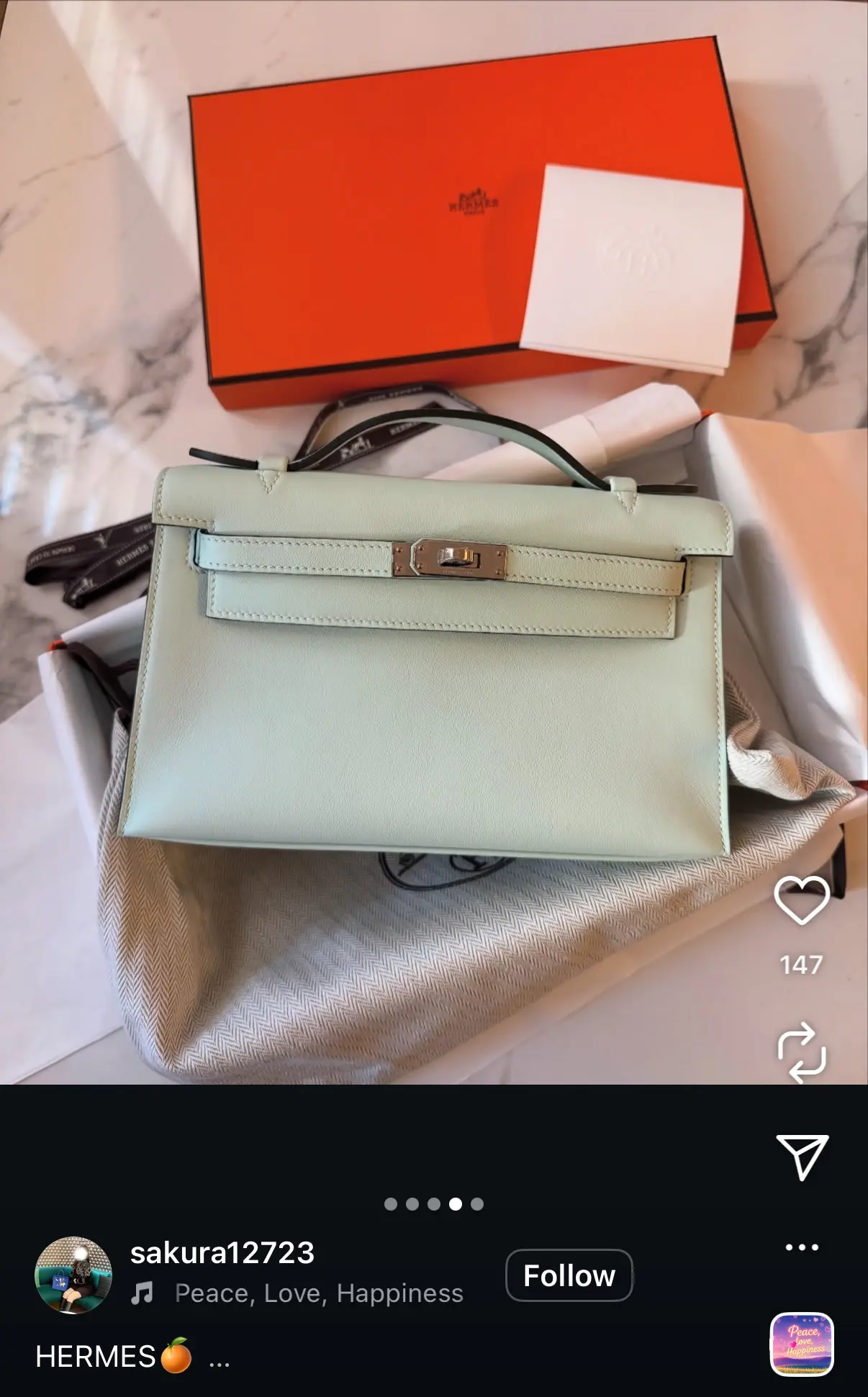 網民分享Kelly Pochette（Mini Kelly）。(資料來源：社交平台)