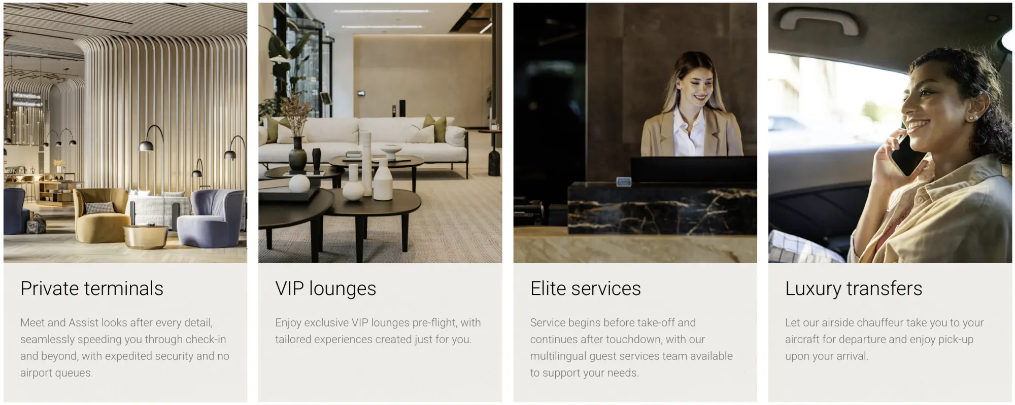 Priority Pass Private四項主打服務旅程。(資料來源：Priority Pass Private官方網站)