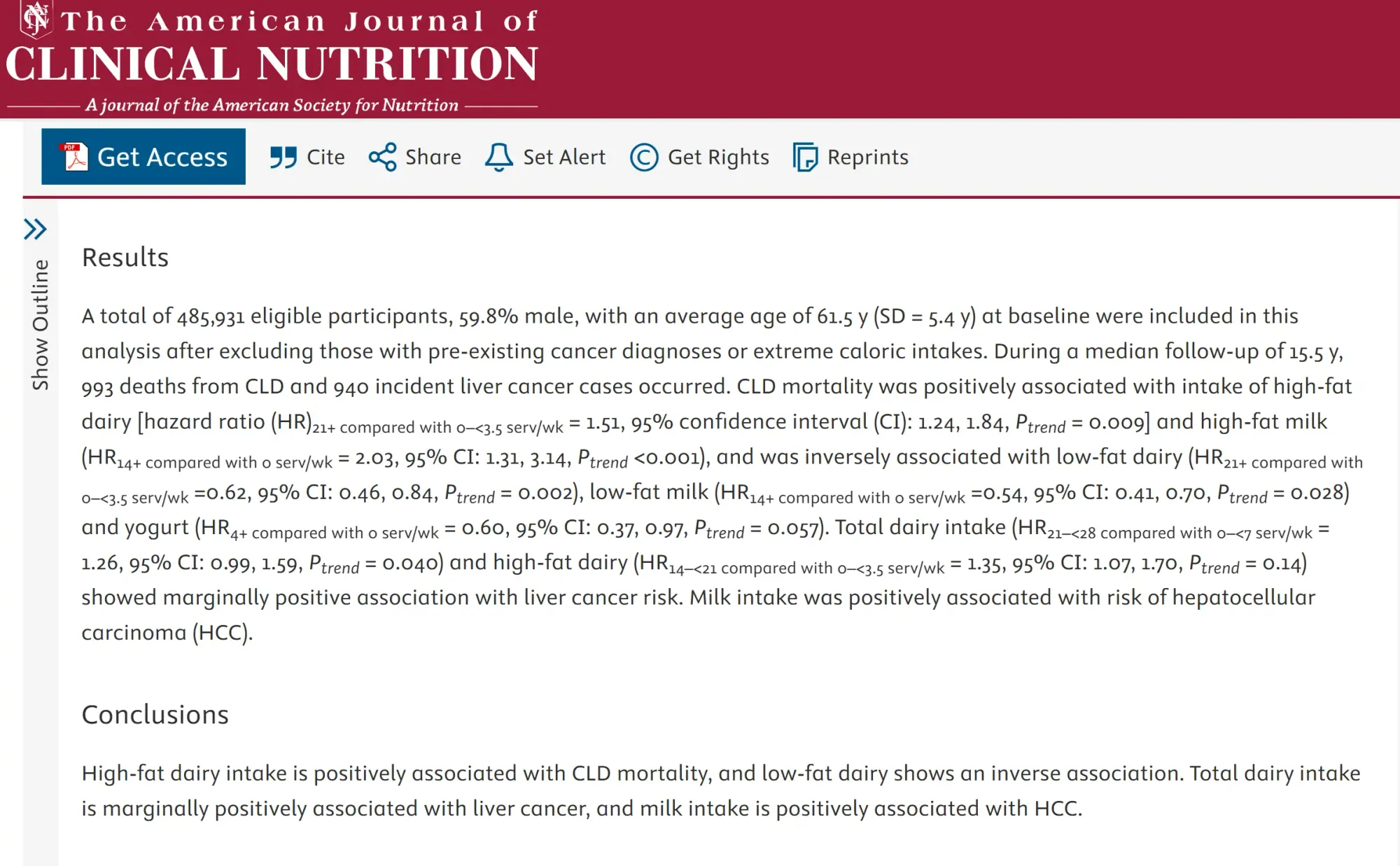 研究揭秘:數據講真話!(資料來源:The American Journal of Clinical Nutrition)