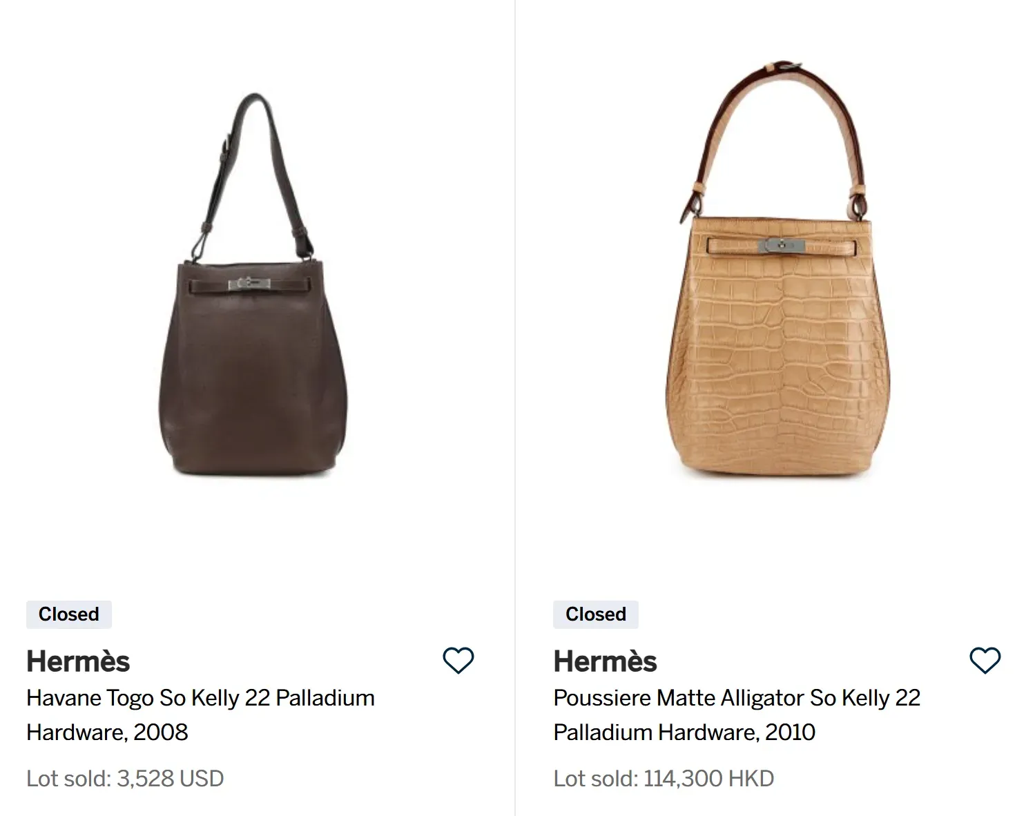 停產近十年嘅Hermès So Kelly 22 (資料來源:Sotheby官方網站)