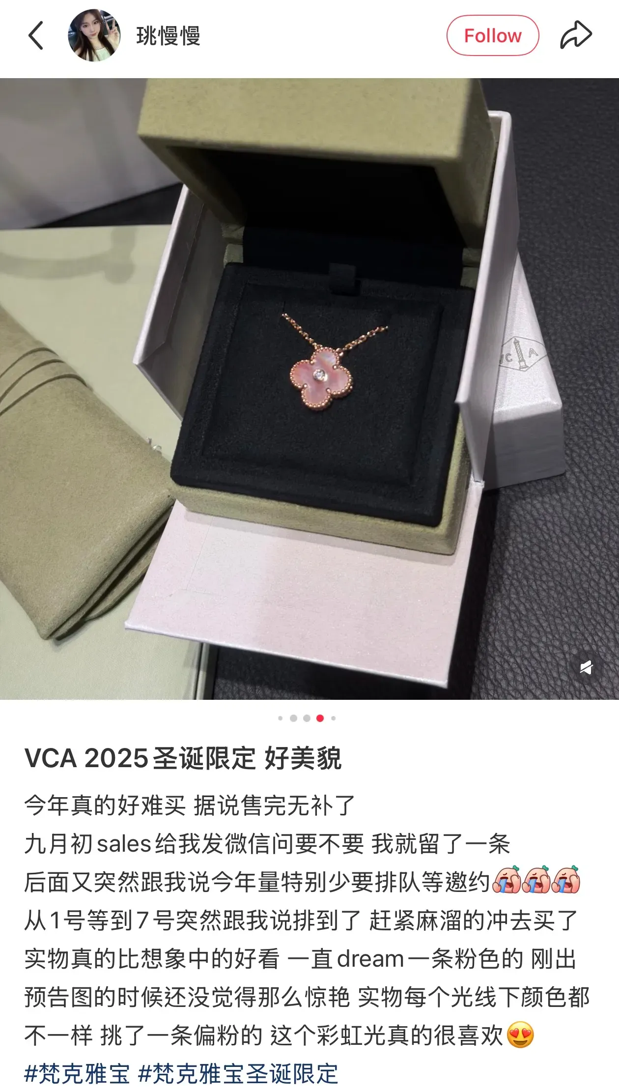 網民分享好難買到VCA 2025年度項鍊。(資料來源：社交平台)