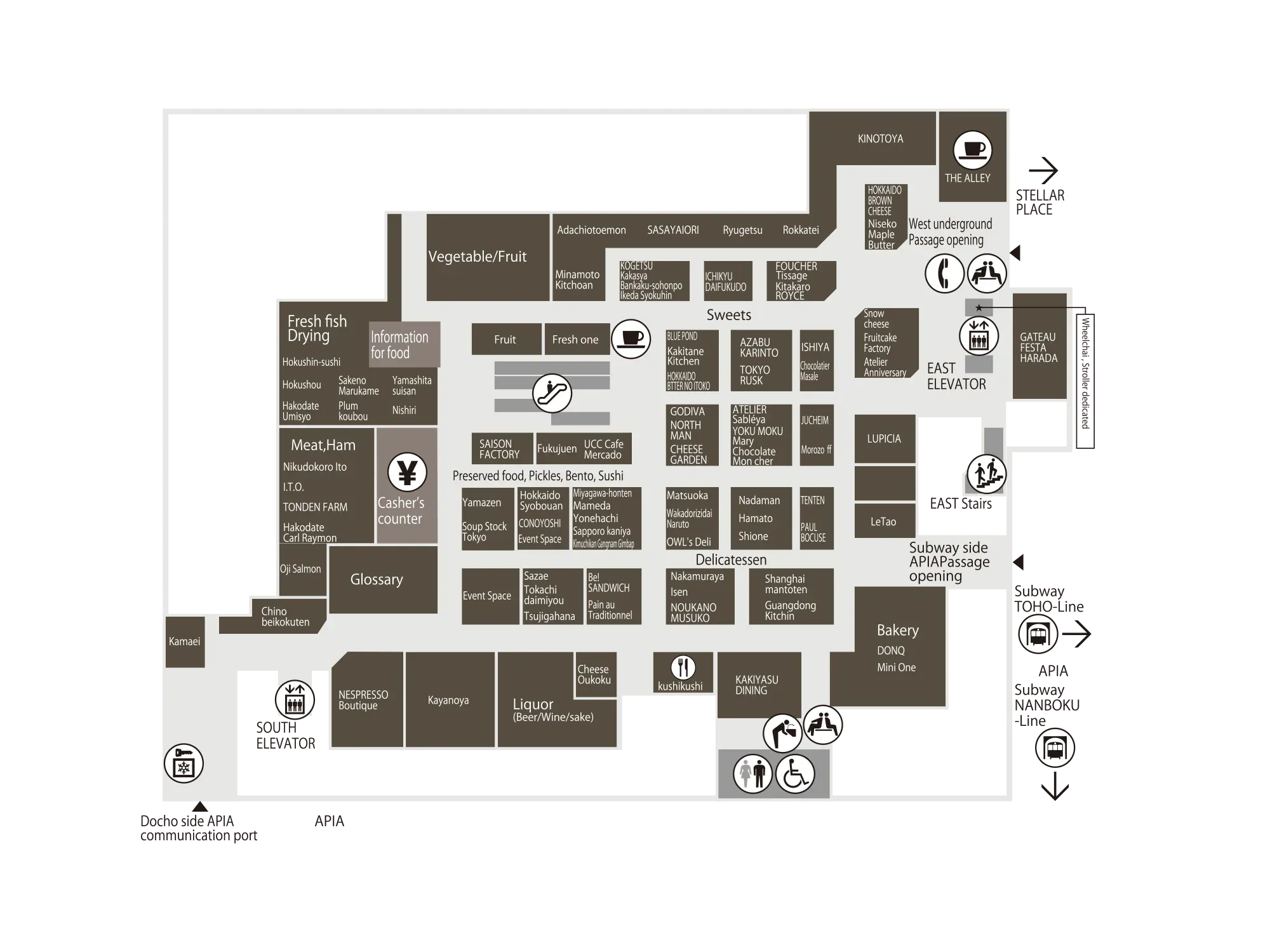 大丸札幌店B1樓層商店一覽。(截至2025年11月15日)(資料來源:Daimaru官方網站)