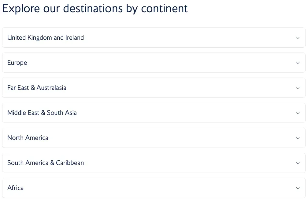 British Airways主要樞紐機場與航線網絡