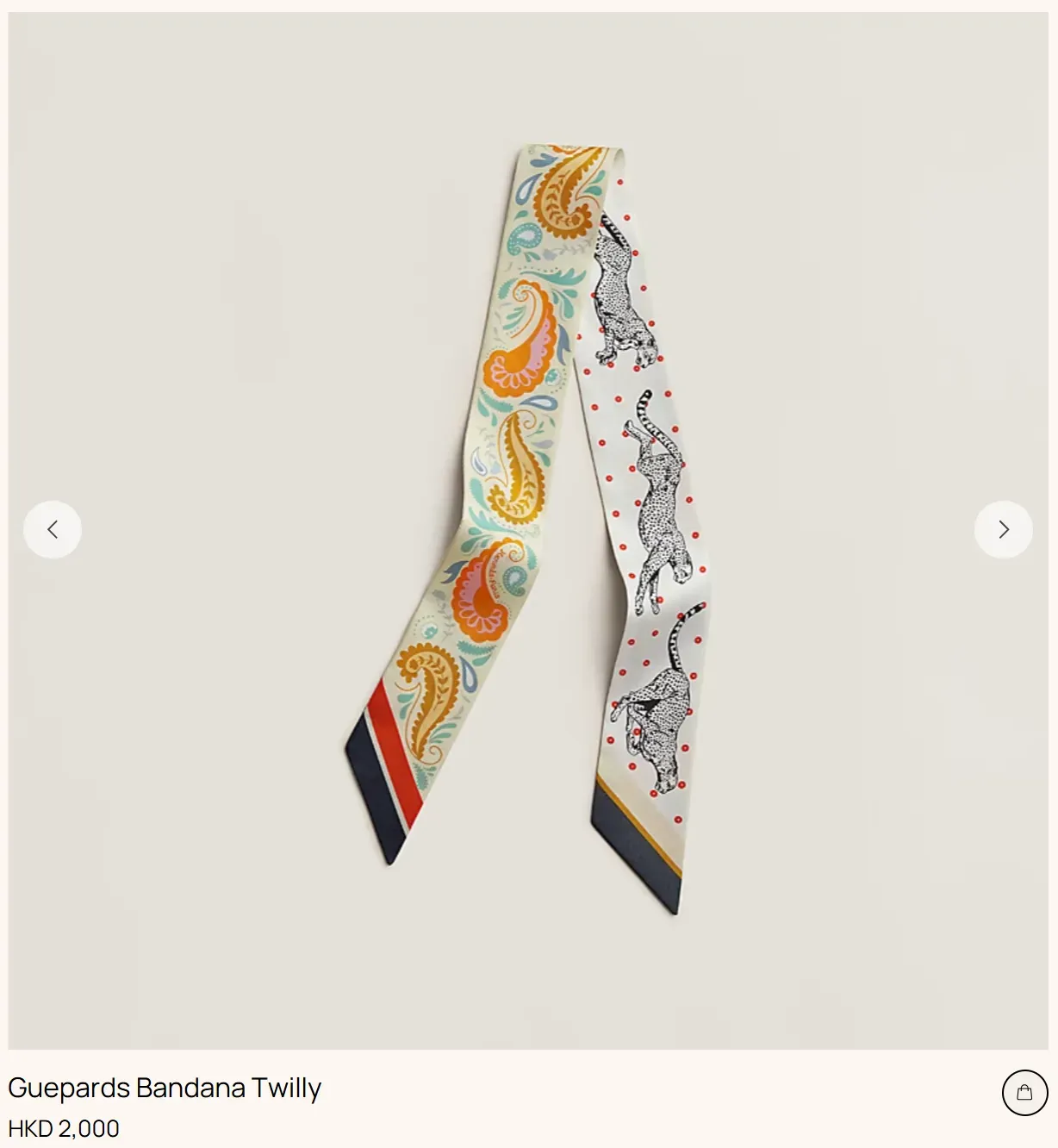 Guepards Bandana Twilly(HKD 2,000),香港多常把Twilly見綁於手袋手柄位置,作為裝飾與保護用途,同時提升整體配搭層次感。