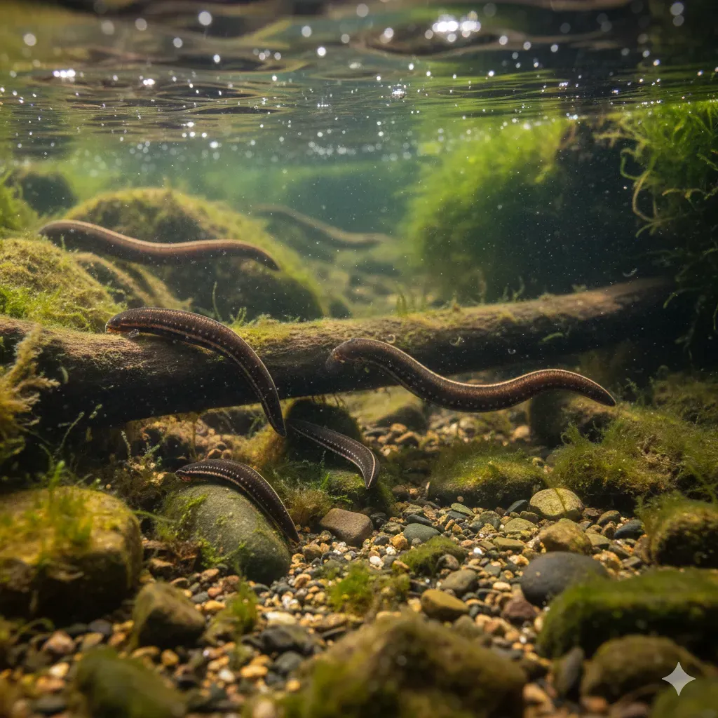 水蛭常見於淡水環境。設計圖片
