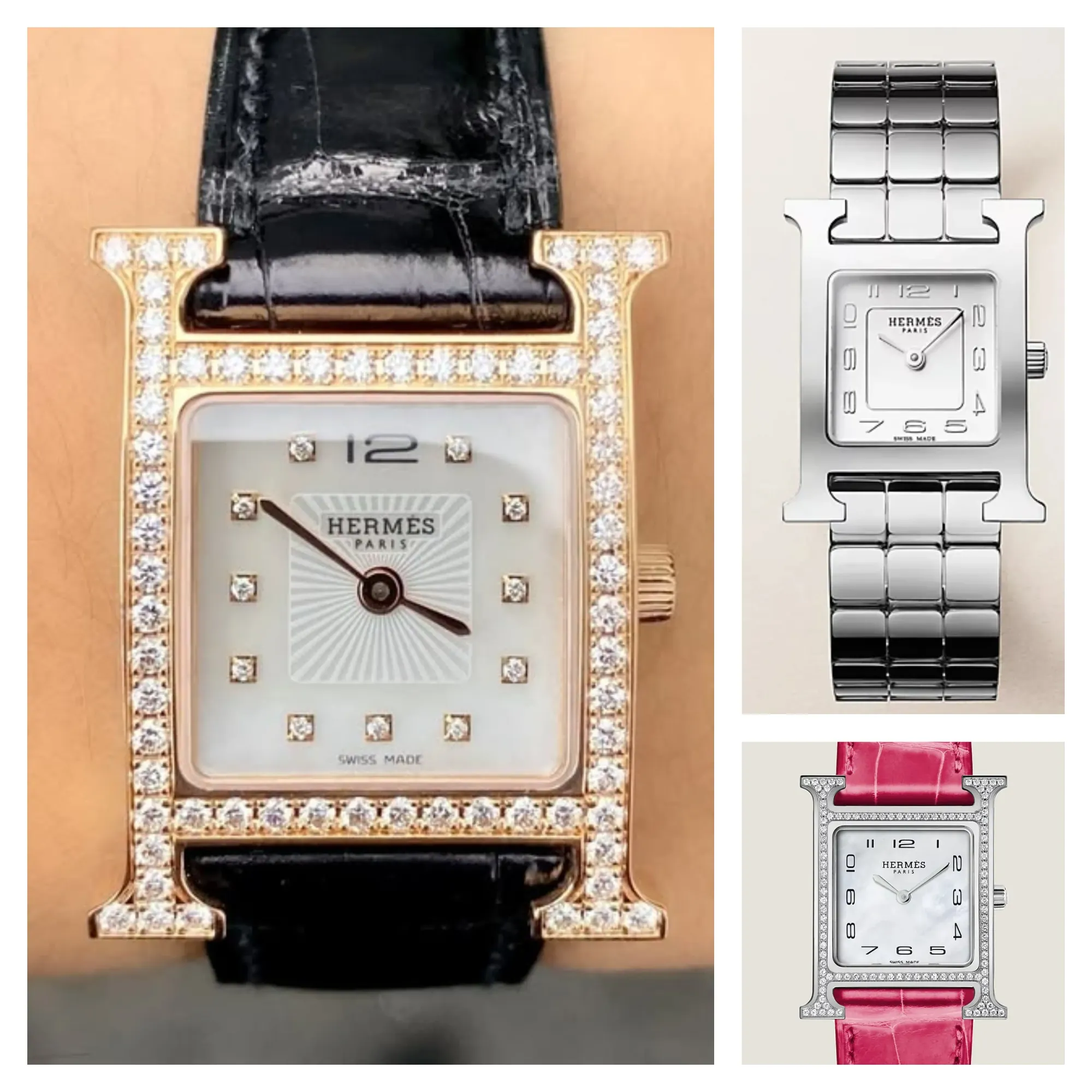 Heure H 錶殼以「H」字輪廓作為設計核心,Quartz movement(Swiss Made)屬石英機芯,需定期更換電池,定位以設計感為主。