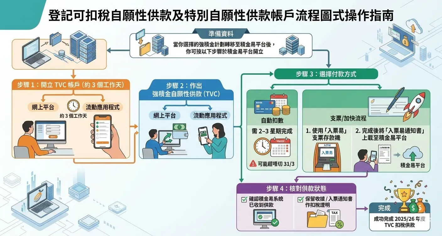 登記可扣稅自願性供款及特別自願性供款帳戶流程圖式操作指南