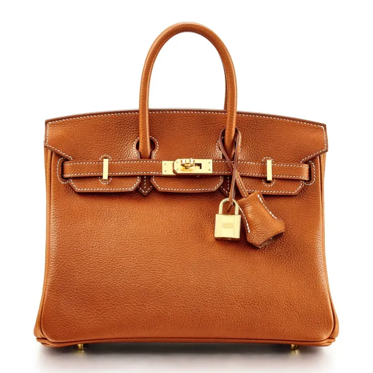 Birkin 25 Barenia Faubourg（Gold&nbsp;配金扣）示意圖。