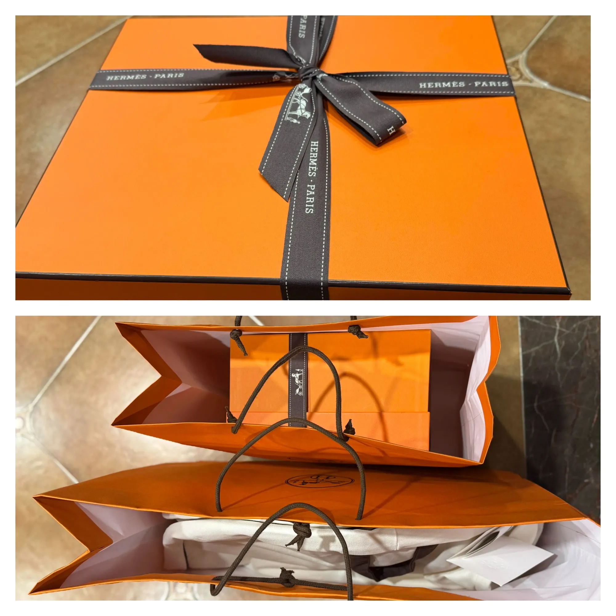 橙盒滿載而歸:絲巾與配貨一併打包帖主分享購物後嘅戰利品——標誌性橙色紙盒,連同其他貨單品一齊帶走。儀式感拉滿,畫面感十足,亦為呢次入手畫上圓滿句號。