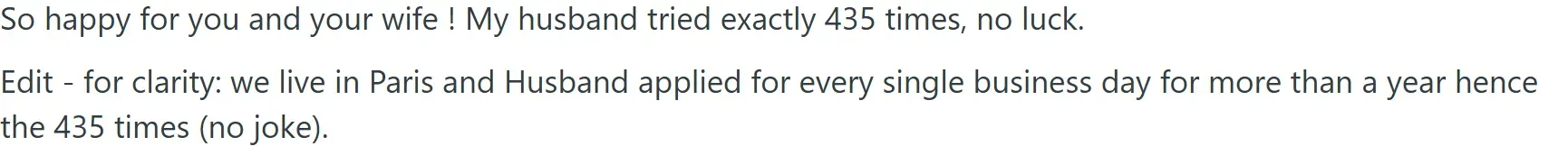 網民留言分享嘗試&nbsp;435&nbsp;次&nbsp;Paris Appointment lottery&nbsp;仍未成功