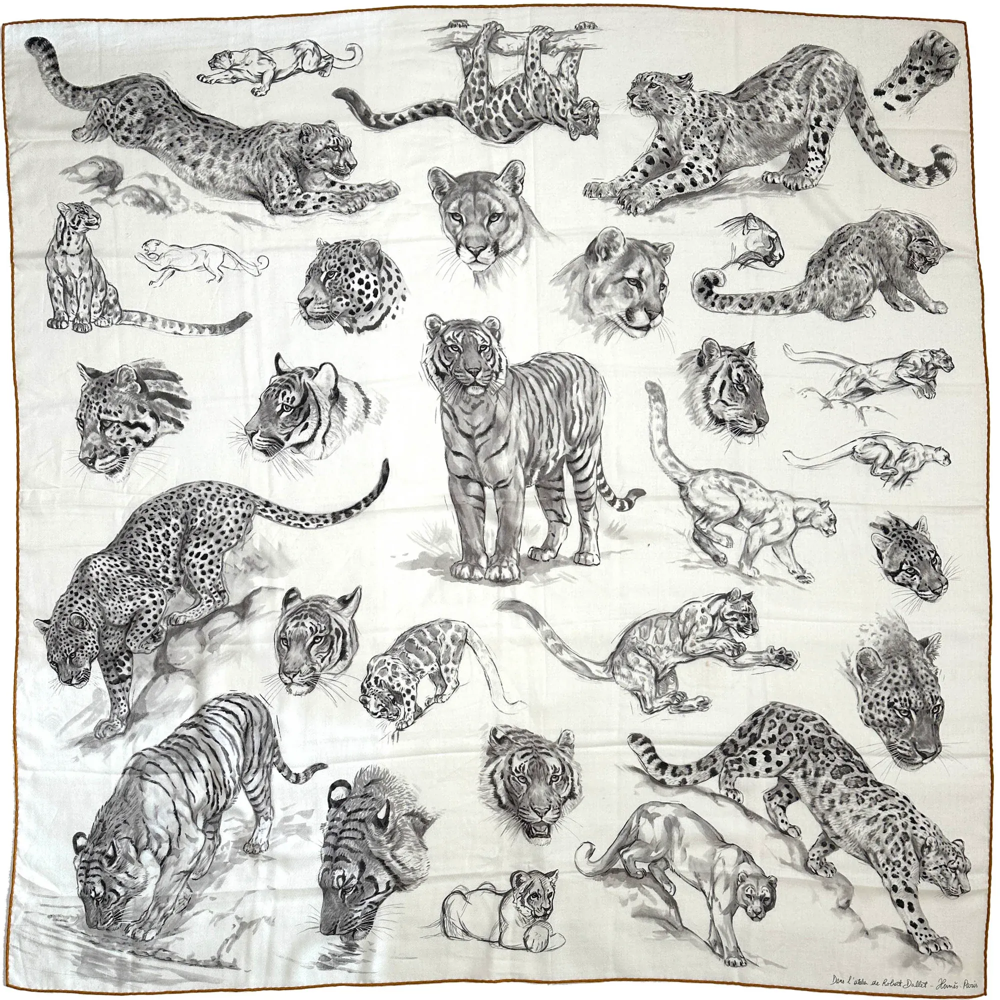 Dans l’Atelier de Robert Dallet&nbsp;Hermès Cashmere Silk 140，設計靈感來自&nbsp;Robert Dallet&nbsp;嘅動物畫作。