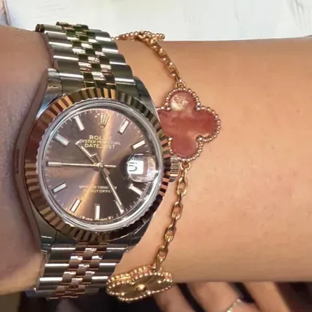 網民試戴&nbsp;Rolex Lady-Datejust 28mm Chocolate Dial Oystersteel and Everose Gold Jubilee Bracelet 279171-0017（實物）