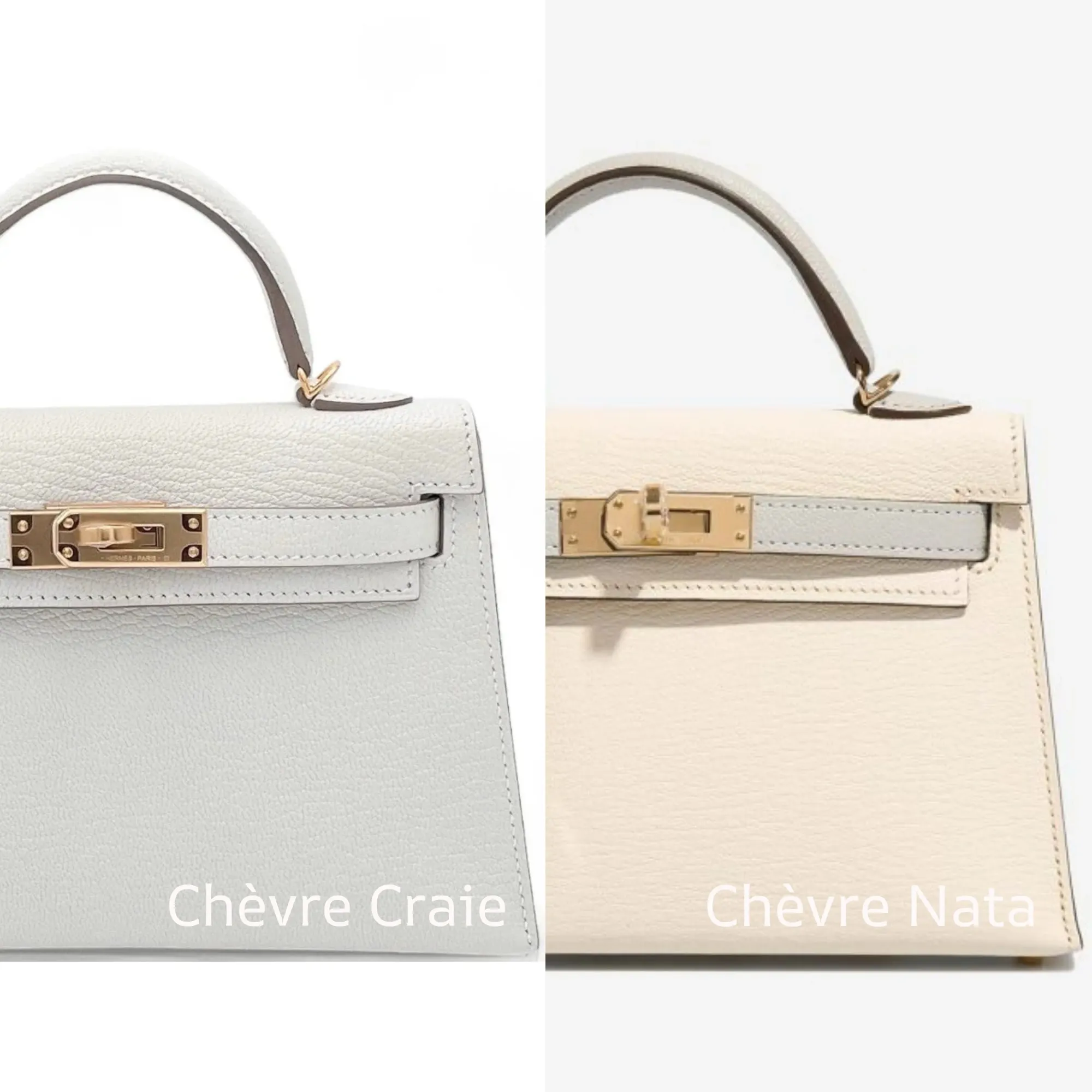 Chèvre&nbsp;皮革&nbsp;Craie vs Nata&nbsp;顏色對比