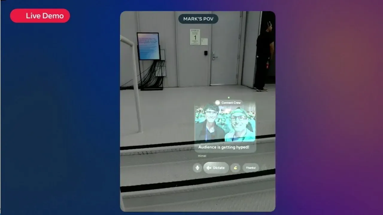 Meta在發布會演示中透過Ray-Ban眼鏡呈現的職場安全視角。