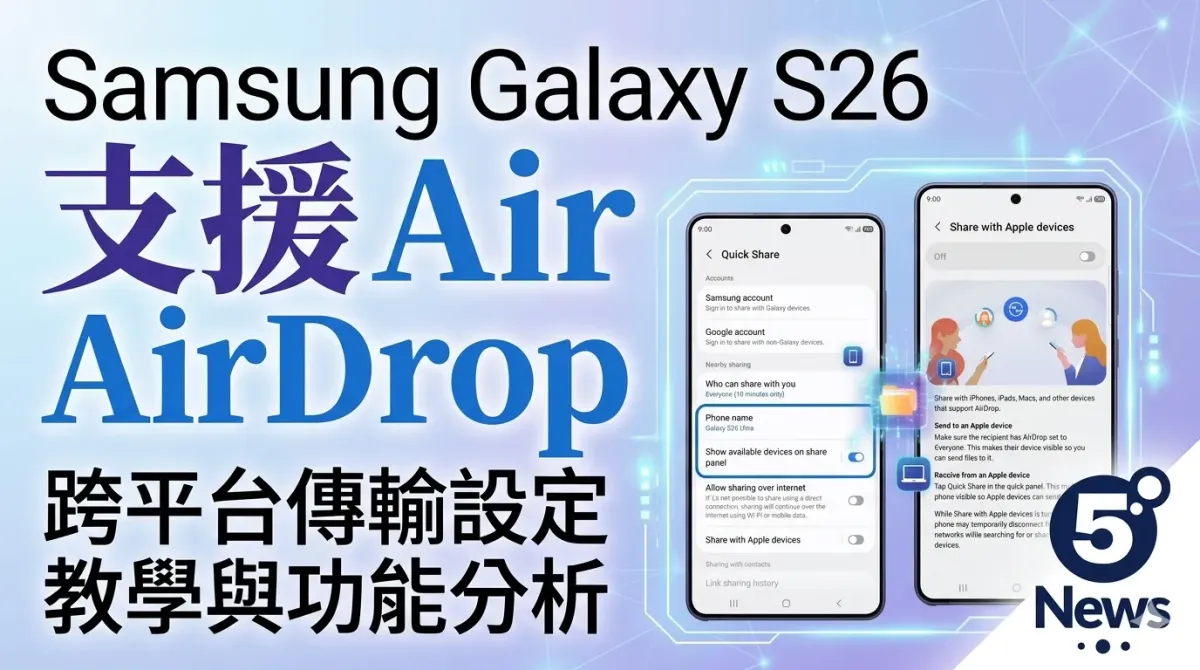 Samsung Galaxy S26 支援 AirDrop：跨平台傳輸設定教學與功能分析