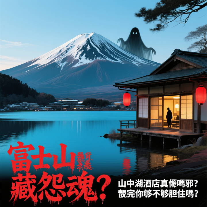 猛鬼傳聞|富士山靚景背後藏怨魂？ 🗻山中湖酒店真係咁邪？👻睇完唔夠膽住🔥(資料來源：通義千問AI製圖)