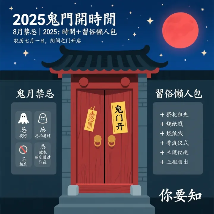 鬼月禁忌| 2025鬼門開時間＋習俗懶人包👻你要知。(通義千問AI製圖)