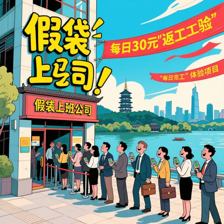 假裝上班公司|每日30蚊「返工」 杭州爆紅。(通義千問AI製圖)
