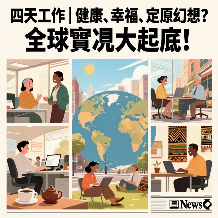 四天工作|健康、幸福、定係幻想？ 全球實況大起底！📰(通義千問AI製圖)