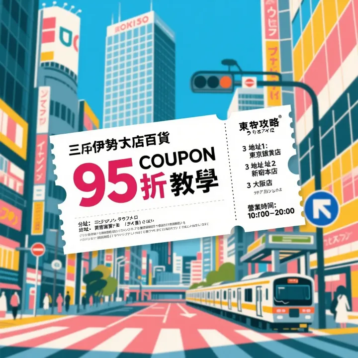 遊日|日本掃貨💸 三越伊勢丹95折COUPON教學＋分店地址營業時間全攻略！💡(通義千問AI製圖)