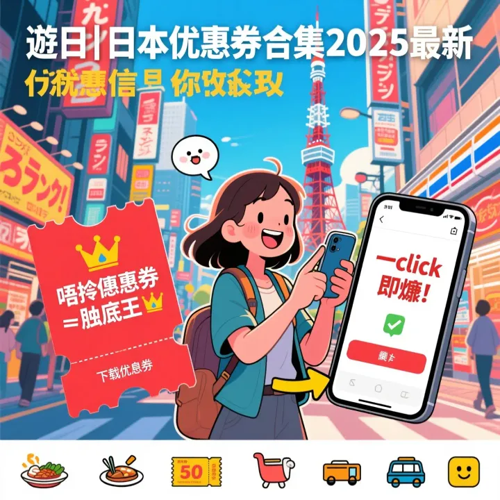 遊日|日本優惠券合集2025最新 唔拎優惠券＝蝕底王👑！附折扣券下載📲，一click即慳！(通義千問AI製圖)