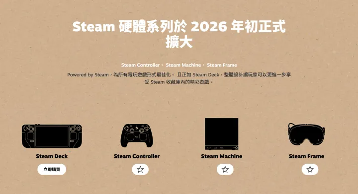 Valve三大Steam新硬件 2026年初Komodo引入港日韓台(附全規格+影片)(資料來源：Valve官方網站)