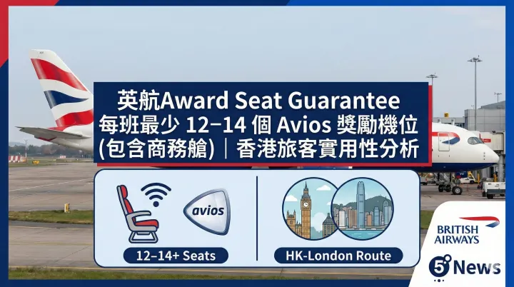 英航Award Seat Guarantee 每班機最少 12–14 個 Avios 獎勵機位，對香港旅客有幾實用？