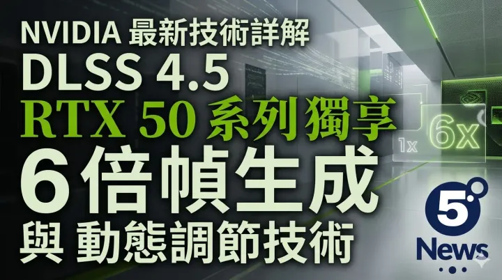 NVIDIA DLSS 4.5 更新詳解：RTX 50 系列獨享 6 倍幀生成與動態調節技術